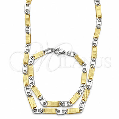 Stainless Steel Necklace and Bracelet, Mariner Design, Diamond Cutting Finish, Two Tone, 04.113.0055.24 for wholesale, main product view