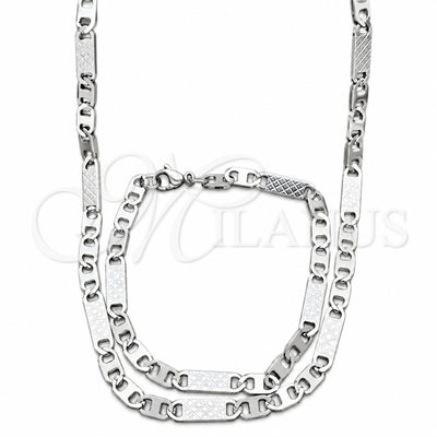 Stainless Steel Necklace and Bracelet, Mariner Design, Diamond Cutting Finish, Steel Finish, 04.113.0054.24 for wholesale, main product view