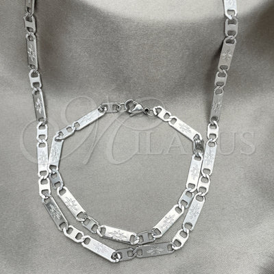 Stainless Steel Necklace and Bracelet, Mariner Design, Polished, Steel Finish, 04.113.0058.24 for wholesale, main product view
