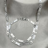 Stainless Steel Necklace and Bracelet, Mariner Design, Polished, Steel Finish, 04.113.0058.24