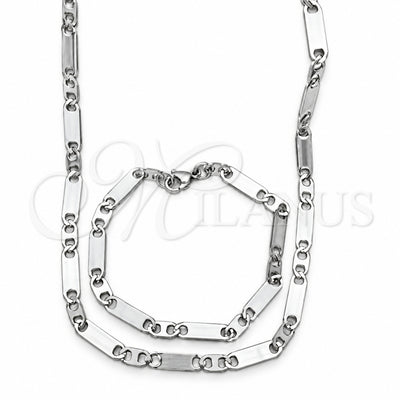 Stainless Steel Necklace and Bracelet, Greek Key Design, Diamond Cutting Finish, Steel Finish, 04.113.0042.24 for wholesale, main product view