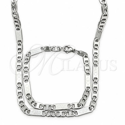 Stainless Steel Necklace and Bracelet, Mariner Design, Diamond Cutting Finish, Steel Finish, 04.113.0048.24 for wholesale, main product view