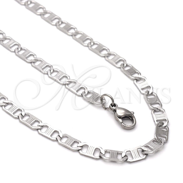 Stainless Steel Necklace and Bracelet, Mariner Design, Steel Finish, 04.113.0050.24