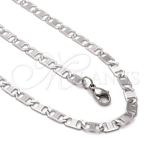 Stainless Steel Necklace and Bracelet, Mariner Design, Steel Finish, 04.113.0050.24