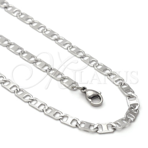 Stainless Steel Necklace and Bracelet, Mariner Design, Steel Finish, 04.113.0052.24