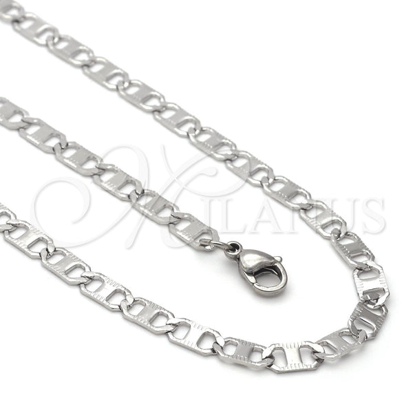 Stainless Steel Necklace and Bracelet, Mariner Design, Polished, Steel Finish, 04.113.0052.24