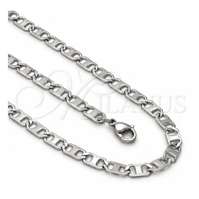 Stainless Steel Necklace and Bracelet, Mariner Design, Polished, Steel Finish, 04.113.0052.24