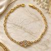 Oro Laminado Fancy Bracelet, Gold Filled Style Diamond Design, with Multicolor Cubic Zirconia, Polished, Golden Finish, 03.60.0038 (8 Inches Length)