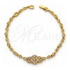 Oro Laminado Fancy Bracelet, Gold Filled Style Diamond Design, with Multicolor Cubic Zirconia, Polished, Golden Finish, 03.60.0038 (8 Inches Length)