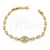 Oro Laminado Fancy Bracelet, Gold Filled Style with Multicolor Cubic Zirconia, Polished, Golden Finish, 03.60.0014 (7 Inches Length)