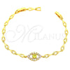 Oro Laminado Fancy Bracelet, Gold Filled Style with Multicolor Cubic Zirconia, Polished, Golden Finish, 03.60.0014 (7 Inches Length)