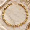 Oro Laminado Fancy Bracelet, Gold Filled Style Leaf Design, with Multicolor Cubic Zirconia, Polished, Golden Finish, 03.60.0024 (7 Inches Length)