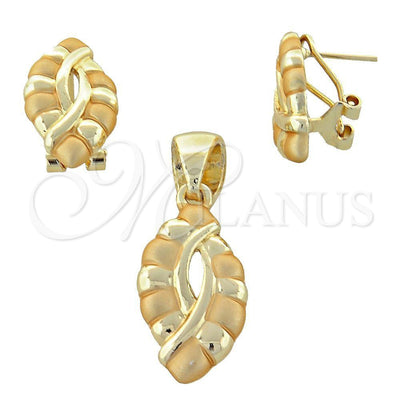 Oro Laminado Earring and Pendant Adult Set, Gold Filled Style Polished, Golden Finish, 10.59.0186 for wholesale, main product view