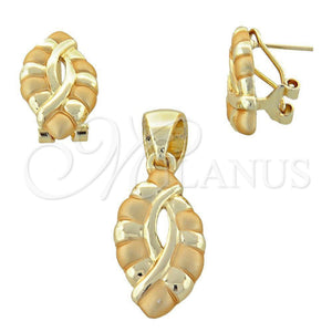 Oro Laminado Earring and Pendant Adult Set, Gold Filled Style Polished, Golden Finish, 10.59.0186
