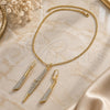 Oro Laminado Necklace and Earring, Gold Filled Style with White Micro Pave, Polished, Golden Finish, 06.59.0103