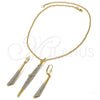 Oro Laminado Necklace and Earring, Gold Filled Style with White Micro Pave, Polished, Golden Finish, 06.59.0103