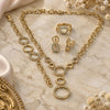 Oro Laminado Necklace, Bracelet, Earring and Ring, Gold Filled Style Infinite Design, with White Cubic Zirconia, Polished, Golden Finish, 06.59.0104
