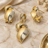 Oro Laminado Earring and Pendant Adult Set, Gold Filled Style Matte Finish, Golden Finish, 10.59.0178