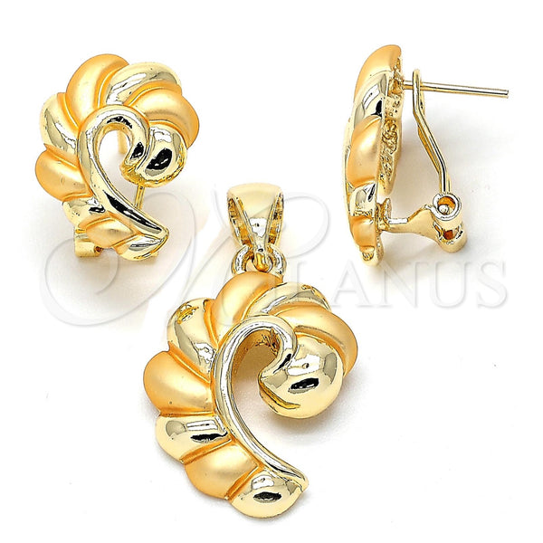 Oro Laminado Earring and Pendant Adult Set, Gold Filled Style Polished, Golden Finish, 10.59.0185