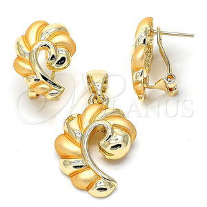 Oro Laminado Earring and Pendant Adult Set, Gold Filled Style Polished, Golden Finish, 10.59.0185