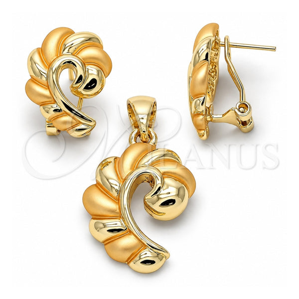 Oro Laminado Earring and Pendant Adult Set, Gold Filled Style Polished, Golden Finish, 10.59.0185