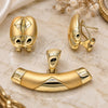 Oro Laminado Earring and Pendant Adult Set, Gold Filled Style Matte Finish, Golden Finish, 10.59.0181