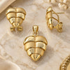 Oro Laminado Earring and Pendant Adult Set, Gold Filled Style Leaf Design, Polished, Golden Finish, 10.59.0147