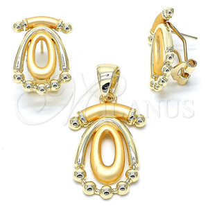 Oro Laminado Earring and Pendant Adult Set, Gold Filled Style Polished, Golden Finish, 10.59.0129