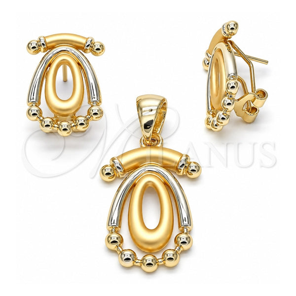 Oro Laminado Earring and Pendant Adult Set, Gold Filled Style Polished, Golden Finish, 10.59.0129