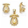Oro Laminado Earring and Pendant Adult Set, Gold Filled Style Polished, Golden Finish, 10.59.0129