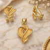 Oro Laminado Earring and Pendant Adult Set, Gold Filled Style Matte Finish, Golden Finish, 10.59.0165