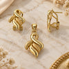 Oro Laminado Earring and Pendant Adult Set, Gold Filled Style Matte Finish, Golden Finish, 10.59.0122
