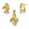 Oro Laminado Earring and Pendant Adult Set, Gold Filled Style Matte Finish, Golden Finish, 10.59.0122