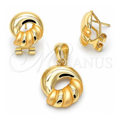 Oro Laminado Earring and Pendant Adult Set, Gold Filled Style Polished, Golden Finish, 10.59.0072