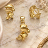 Oro Laminado Earring and Pendant Adult Set, Gold Filled Style Twist Design, Polished, Golden Finish, 10.59.0124