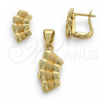 Oro Laminado Earring and Pendant Adult Set, Gold Filled Style Polished, Golden Finish, 10.59.0137