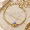 Oro Laminado Fancy Bracelet, Gold Filled Style Flower Design, with Multicolor Cubic Zirconia, Polished, Golden Finish, 03.65.1138 (7 Inches Length)