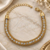 Oro Laminado Fancy Bracelet, Gold Filled Style with White Cubic Zirconia, Polished, Golden Finish, 03.65.1132 (7 Inches Length)