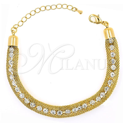 Oro Laminado Fancy Bracelet, Gold Filled Style with White Cubic Zirconia, Polished, Golden Finish, 03.65.1132 for wholesale, main product view