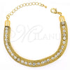 Oro Laminado Fancy Bracelet, Gold Filled Style with White Cubic Zirconia, Polished, Golden Finish, 03.65.1132 (7 Inches Length)