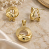 Oro Laminado Earring and Pendant Adult Set, Gold Filled Style Matte Finish, Golden Finish, 10.59.0156