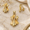 Oro Laminado Earring and Pendant Adult Set, Gold Filled Style with White Crystal, Polished, Golden Finish, 10.59.0150