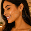 Oro Laminado Stud Earring, Gold Filled Style with White Cubic Zirconia, Polished, Golden Finish, 02.59.0045