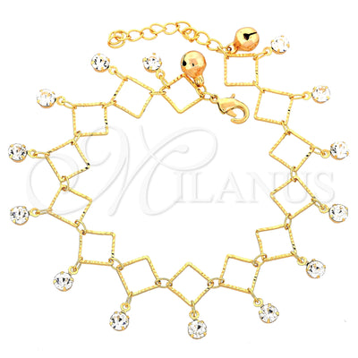 Oro Laminado Charm Bracelet, Gold Filled Style with White Cubic Zirconia, Polished, Golden Finish, 03.60.0064 for wholesale, main product view