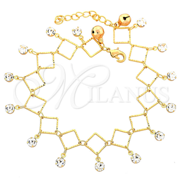 Oro Laminado Charm Bracelet, Gold Filled Style with White Cubic Zirconia, Polished, Golden Finish, 03.60.0064 (8 Inches Length)