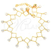 Oro Laminado Charm Bracelet, Gold Filled Style with White Cubic Zirconia, Polished, Golden Finish, 03.60.0064 (8 Inches Length)