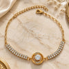 Oro Laminado Fancy Bracelet, Gold Filled Style with White Cubic Zirconia, Polished, Golden Finish, 03.60.0067 (0.35 Gauge, 55 MM Thickness, 9 Inches Length)