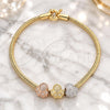 Oro Laminado Charm Bracelet, Gold Filled Style Feet and Rat Tail Design, Polished, Tricolor, 03.63.1180.06 (03 MM Thickness, 6 Inches Length)
