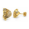 Oro Laminado Stud Earring, Gold Filled Style Leaf Design, with White Crystal, Polished, Golden Finish, 02.59.0037