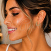 Oro Laminado Stud Earring, Gold Filled Style Flower Design, with White Cubic Zirconia, Polished, Golden Finish for wholesale, additional product view 2